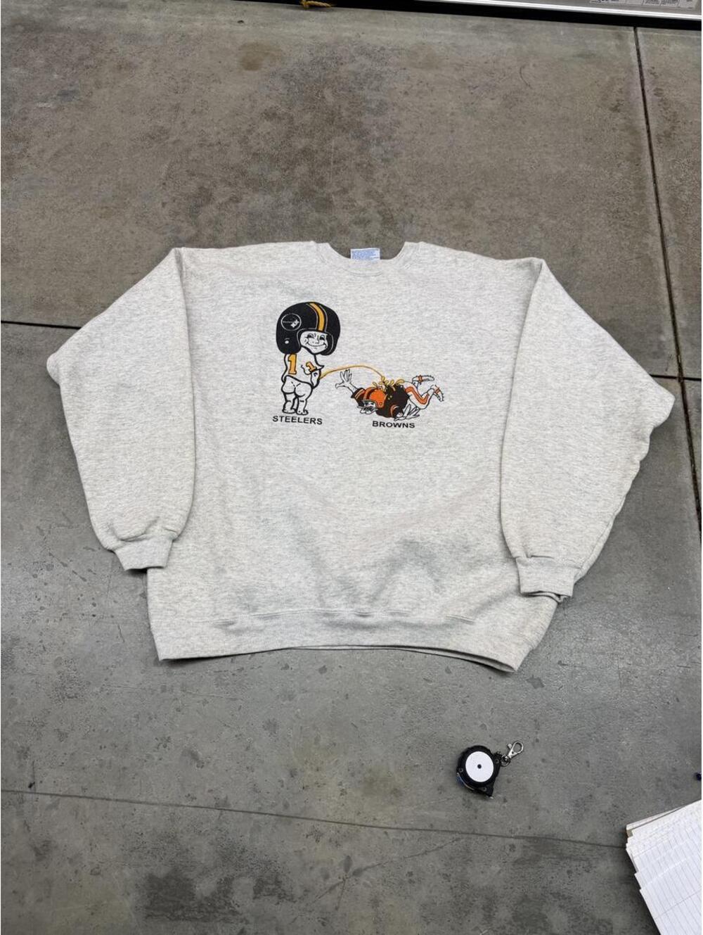 vintage pittsburgh steelers calvin and hobbes made in usa football crewneck xl
